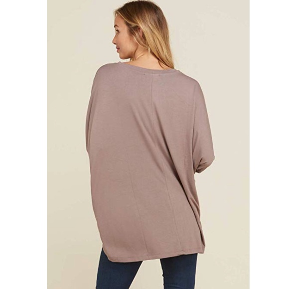 LARSON DOLMAN SLEEVE LOOSE SOFT TOP DARK BEIGE - Picture 3 of 5